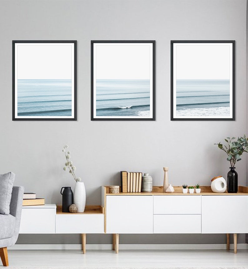 Strand Wall Art Set van 3 Oceaan Wall Art Oceaan Fotografie Oceaan Golven Print Coastal Wall Art Golven Muur Decor Golven Poster Strand Print Poster afbeelding 8