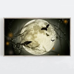 Flying Bats Frame TV Art Halloween Painting Halloween Bats Frame TV Moonlight Art Samsung Frame Halloween Art Digital Download Halloween