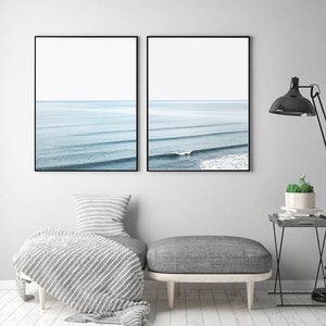 Beach Wall Art Set of 2 Beach Print Poster Ocean Wall Art Ocean Photography Ocean Waves Print Coastal Wall Art Waves Wall Decor Waves Poster image 2