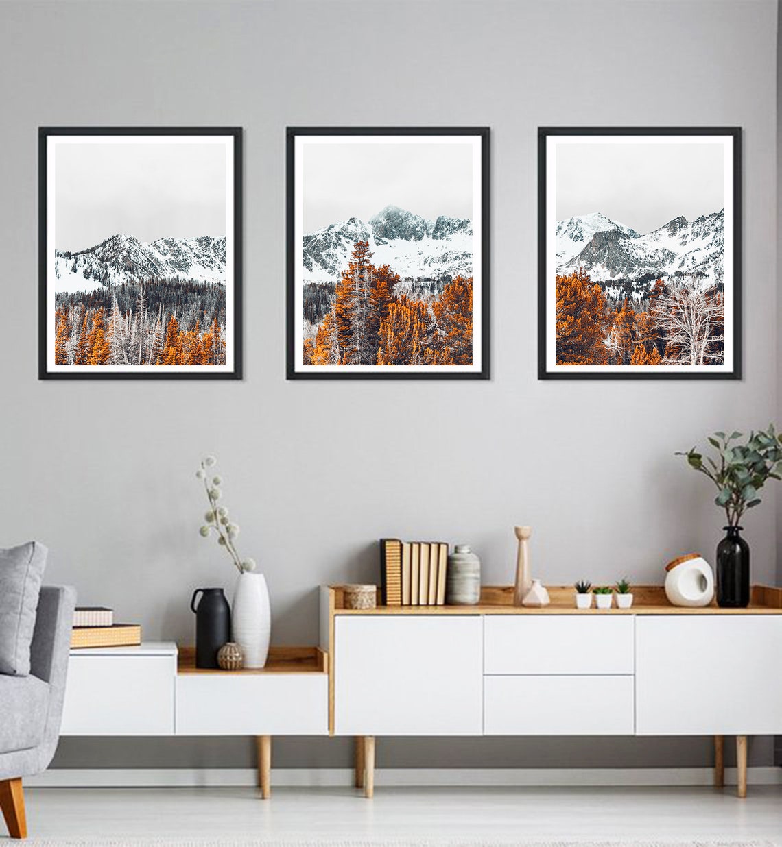 Set of 3 Mountain Prints Mountain Wall Art Decor Landscape Print Nature ...