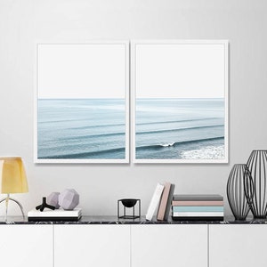 Beach Wall Art Set of 2 Beach Print Poster Ocean Wall Art Ocean Photography Ocean Waves Print Coastal Wall Art Waves Wall Decor Waves Poster image 3