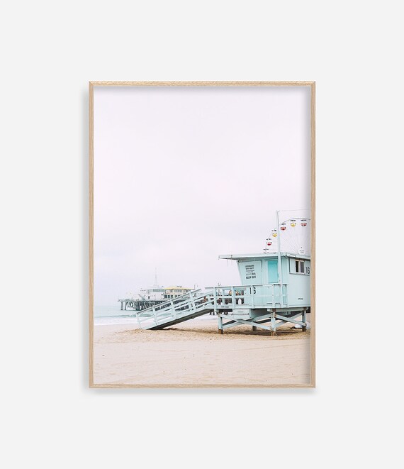 California Wall Art Beach Print Ocean Wall Art Beach Poster Coastal Photography Surf Print Lifeguard Tower Digital Download Beach Wall Decor