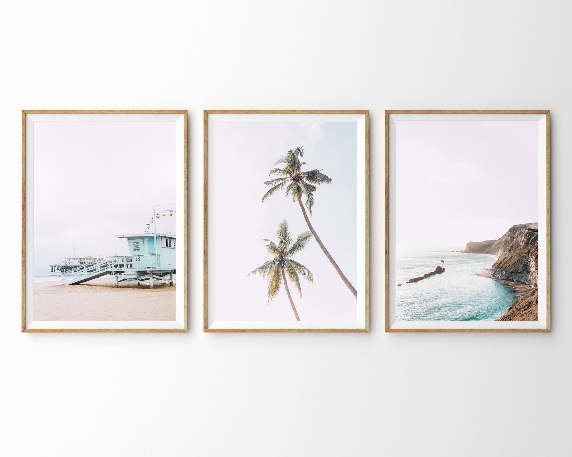 Beach Wall Art Beach Print Ocean Wall Art Set of 3 Ocean Print Etsy