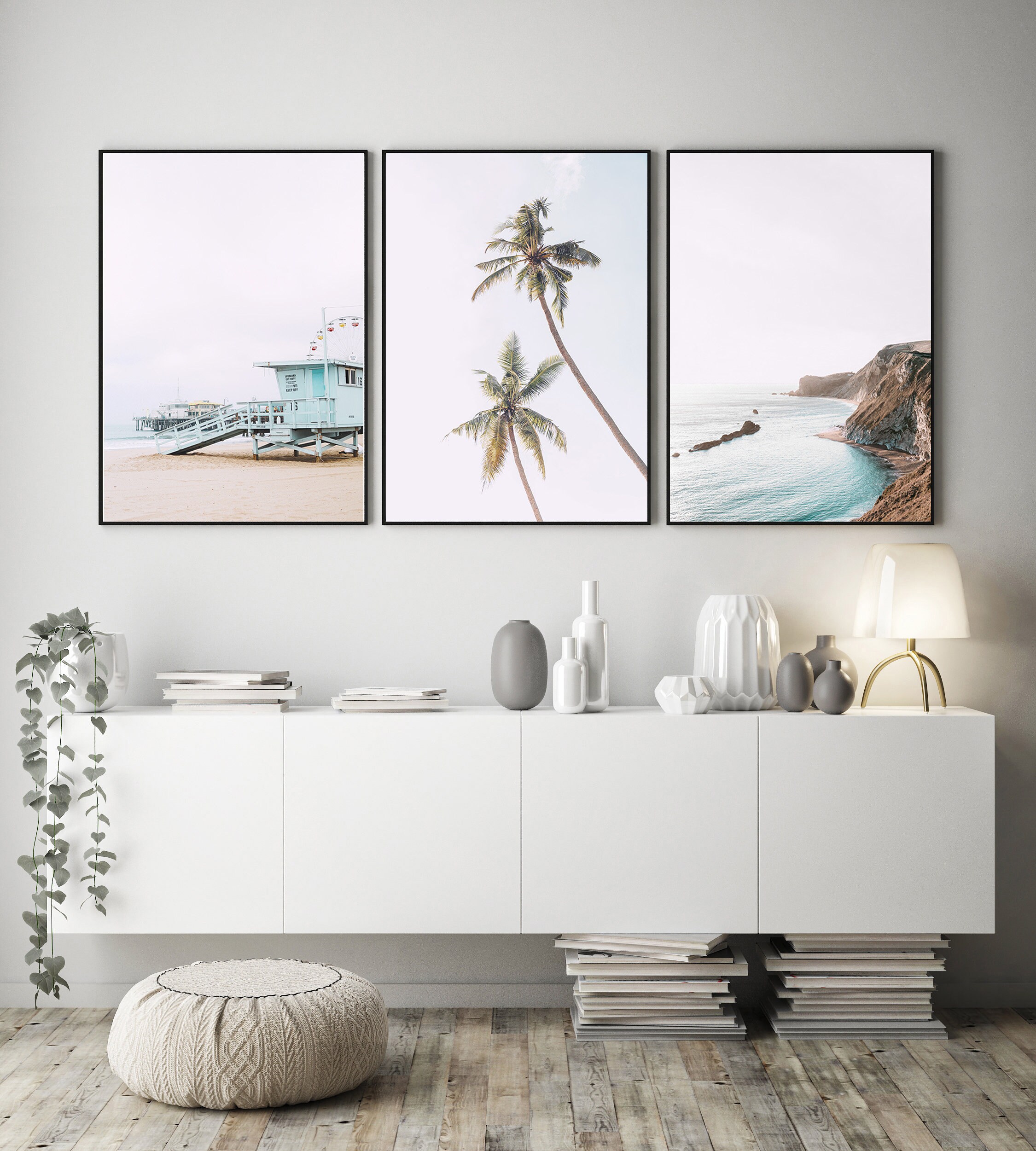 Beach Wall Art Beach Print Ocean Wall Art Set of 3 Ocean Print Etsy