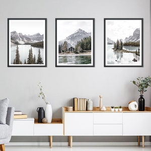 Mountain Wall Art Set of 3 Mountain Prints Decor Landscape Print Nature Print Photography Lake Print Canadian Print Mountain Printable Art image 4