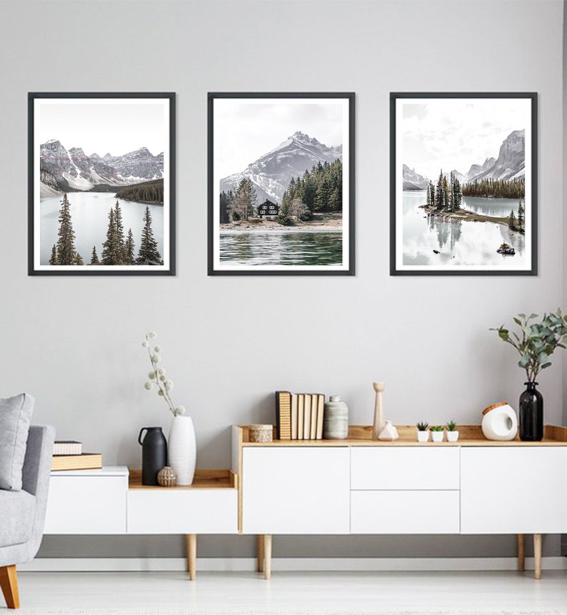 Mountain Wall Art Set of 3 Mountain Prints Decor Landscape Print Nature Print Photography Lake Print Canadian Print Mountain Printable Art image 4