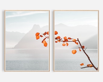 Set of 2 Prints, Mountain Print, Nordic Wall Art, Landscape Print, Nature Photography, lake Print Mountains Wall Art, Mountain Printable Set