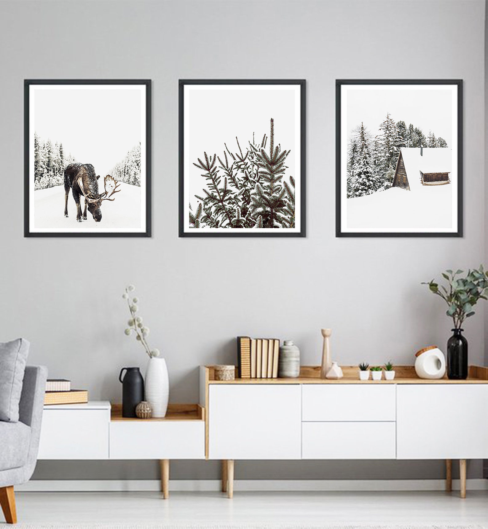 Winter Wall Art Set of Winter Prints Christmas Wall Art Decor Etsy