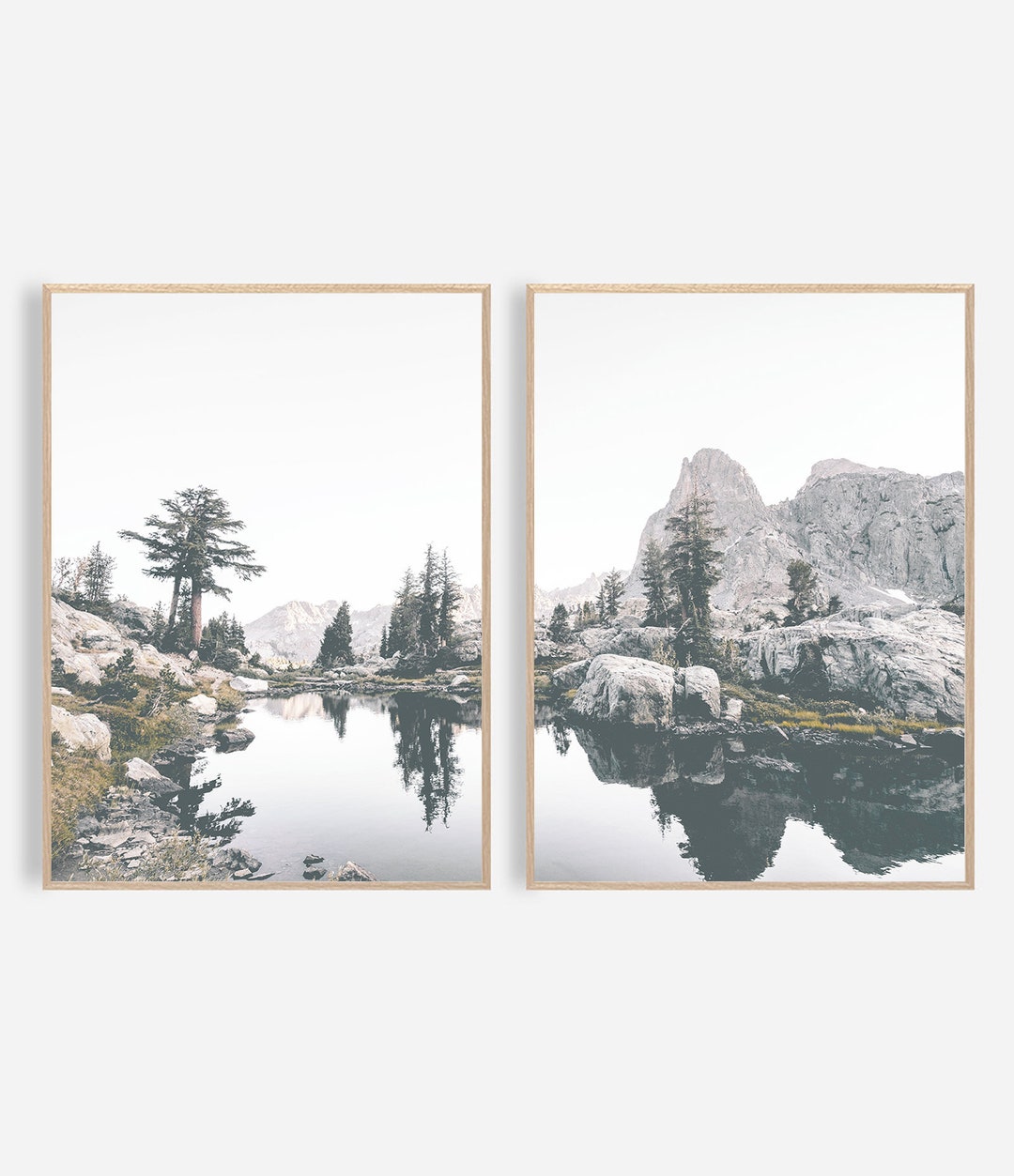 Mountain Wall Art Set of 2 Mountain Prints, Nordic Wall Art Landscape ...
