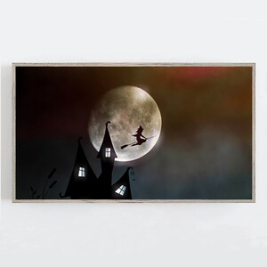 Spooky Witch Samsung Frame TV Art Halloween Painting Halloween Frame TV Moonlight Art Samsung Frame Halloween Art Digital Download Halloween