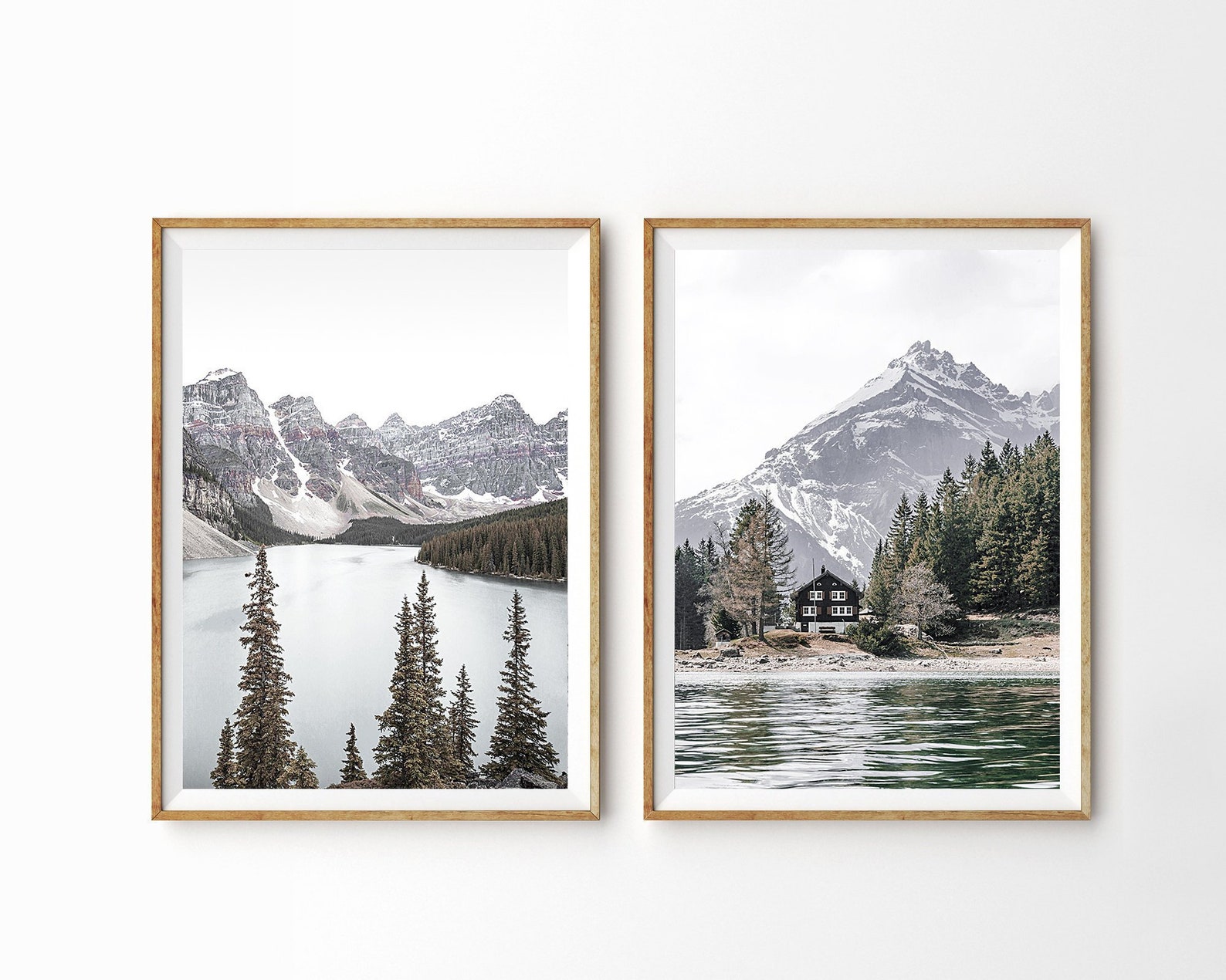 Set of 2 Mountain Prints Mountain Wall Art Decor Landscape Print Nature ...