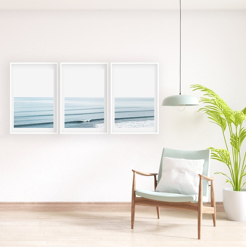 Strand Wall Art Set van 3 Oceaan Wall Art Oceaan Fotografie Oceaan Golven Print Coastal Wall Art Golven Muur Decor Golven Poster Strand Print Poster afbeelding 4