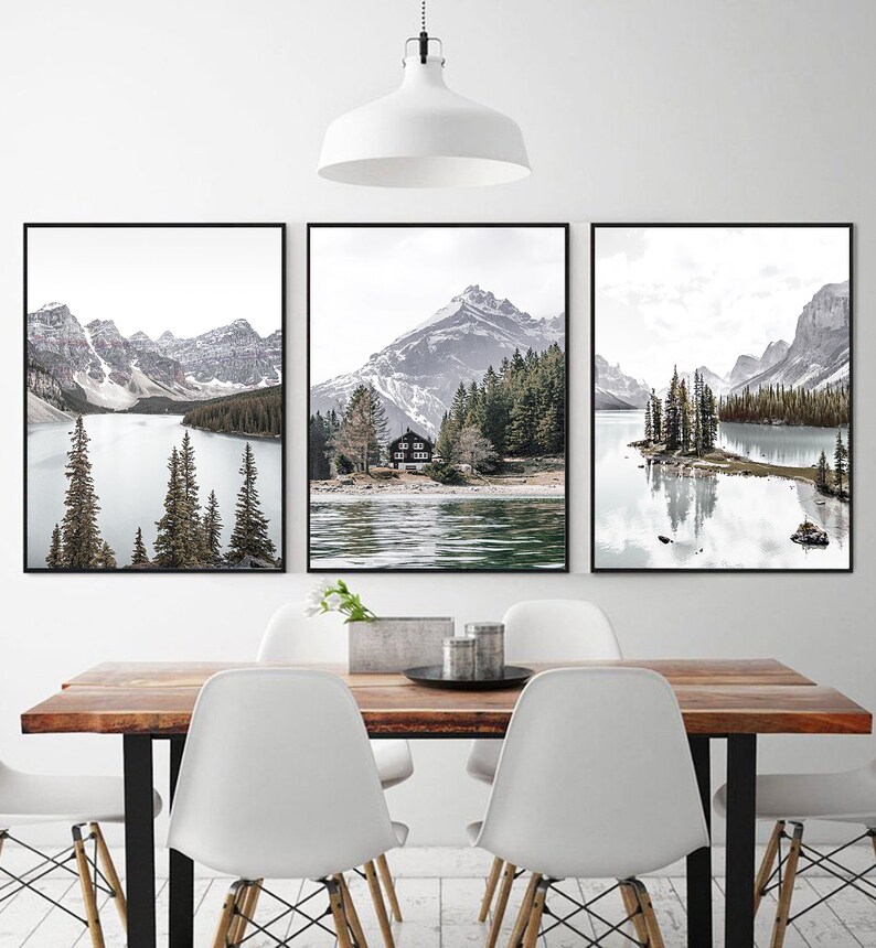Mountain Wall Art Set of 3 Mountain Prints Decor Landscape Print Nature Print Photography Lake Print Canadian Print Mountain Printable Art image 5