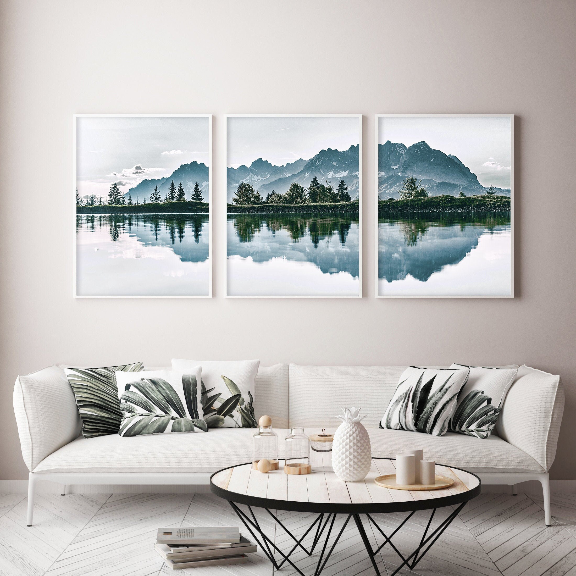 Mountain Wall Art Set of 3 Mountain Prints Decor Landscape Etsy