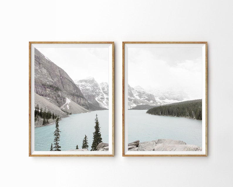Set of 2 Mountains Wall Art Mountain Print Landscape Print Wall Decor ...