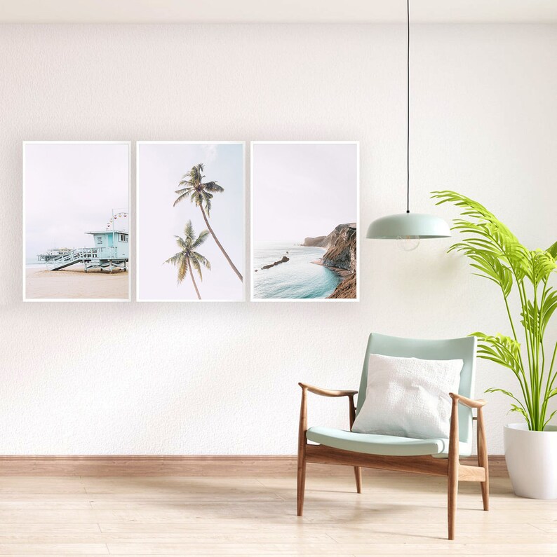 Beach Wall Art Beach Print Ocean Wall Art Set of 3 Ocean Print Etsy