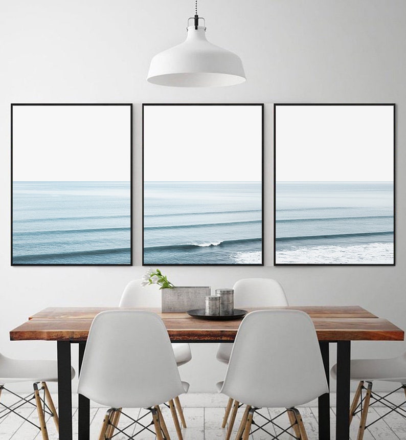 Strand Wall Art Set van 3 Oceaan Wall Art Oceaan Fotografie Oceaan Golven Print Coastal Wall Art Golven Muur Decor Golven Poster Strand Print Poster afbeelding 3