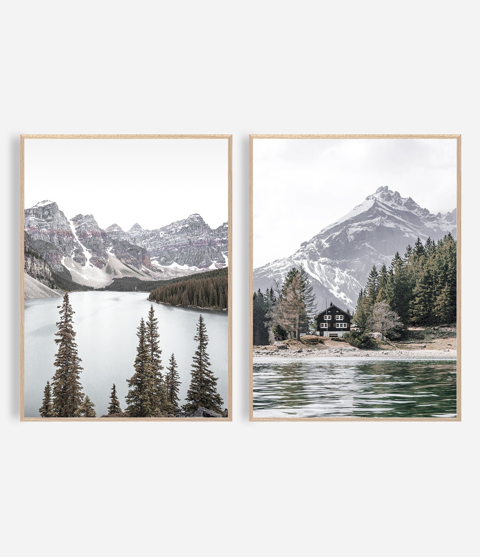 Set of 2 Mountain Prints Mountain Wall Art Decor Landscape Etsy