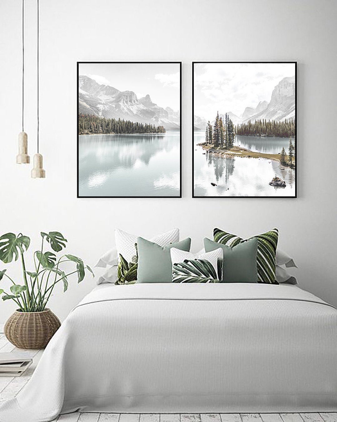 Mountain Wall Art Decor Set of 2 Mountain Landscape Wall Art Print ...