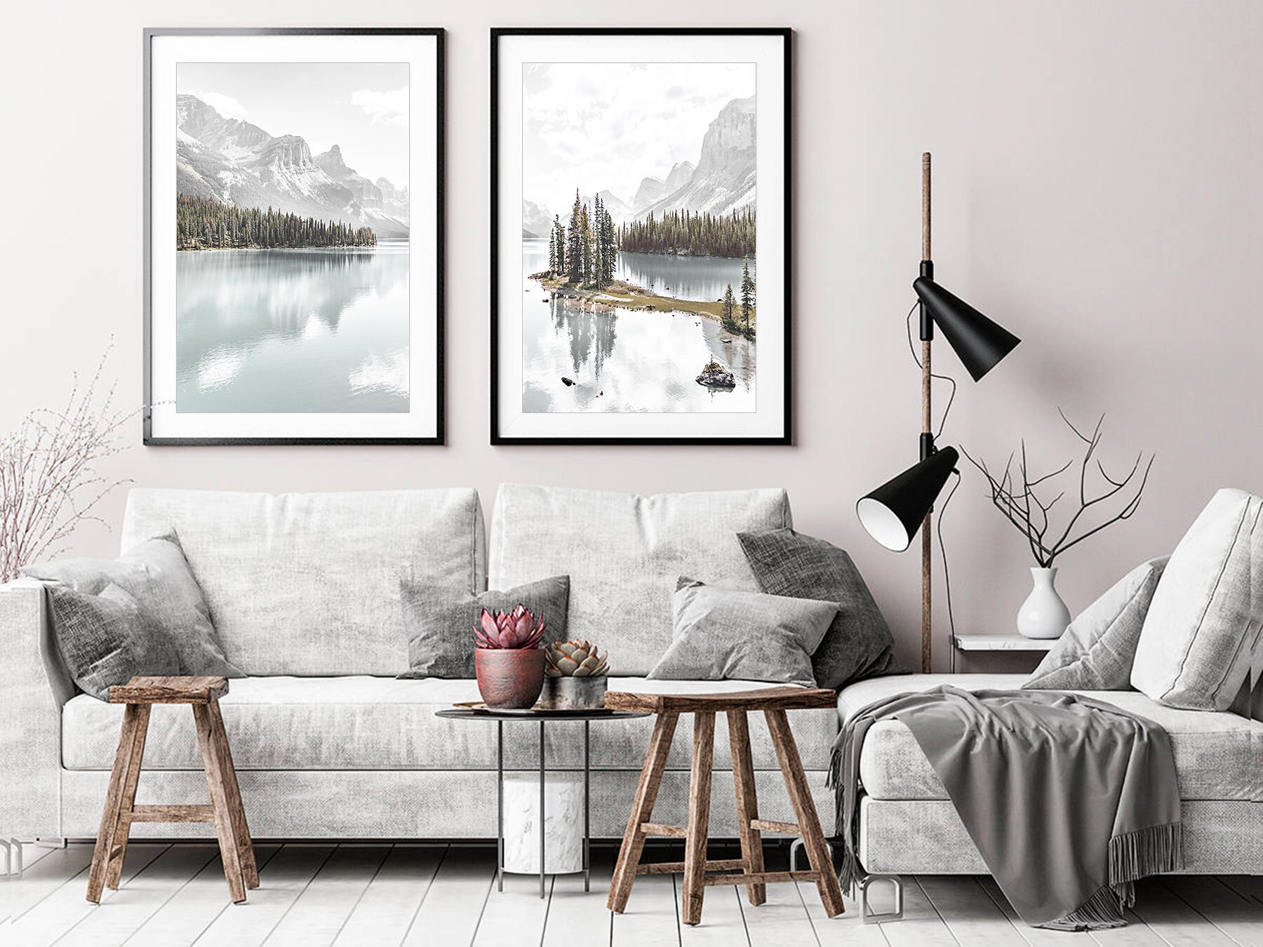 Mountain Wall Art Decor Set of 2 Mountain Landscape Wall Art Etsy