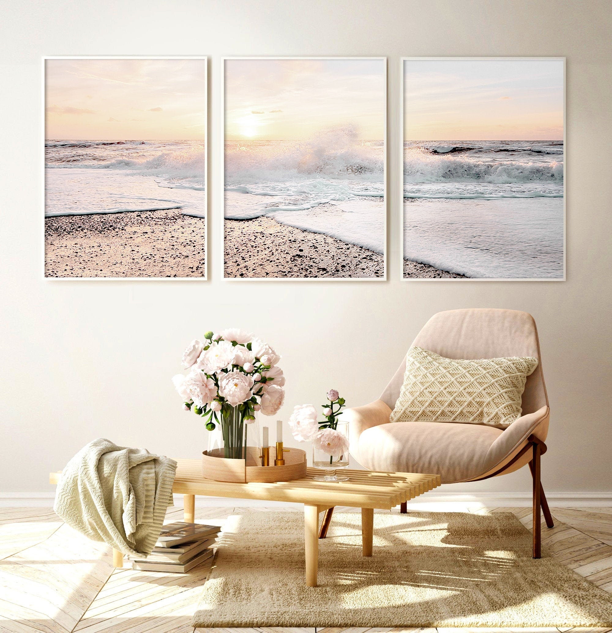Beach Print Beach Wall Art Ocean Wall Art Set of 3 Ocean Etsy