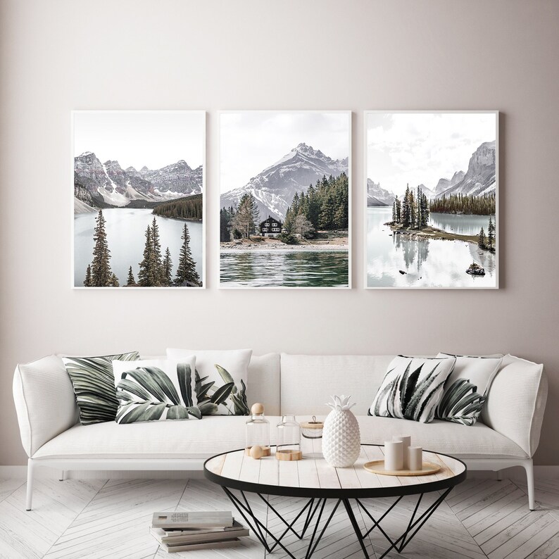 Mountain Wall Art Set of 3 Mountain Prints Decor Landscape Print Nature Print Photography Lake Print Canadian Print Mountain Printable Art image 1