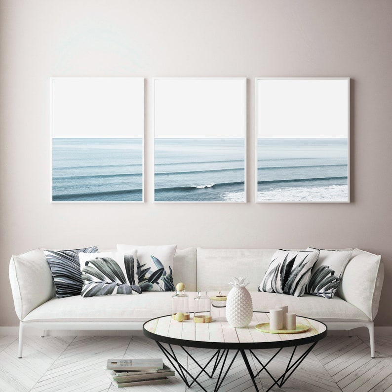 Strand Wall Art Set van 3 Oceaan Wall Art Oceaan Fotografie Oceaan Golven Print Coastal Wall Art Golven Muur Decor Golven Poster Strand Print Poster afbeelding 2