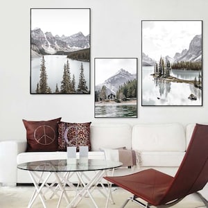 Mountain Wall Art Set of 3 Mountain Prints Decor Landscape Print Nature Print Photography Lake Print Canadian Print Mountain Printable Art image 2