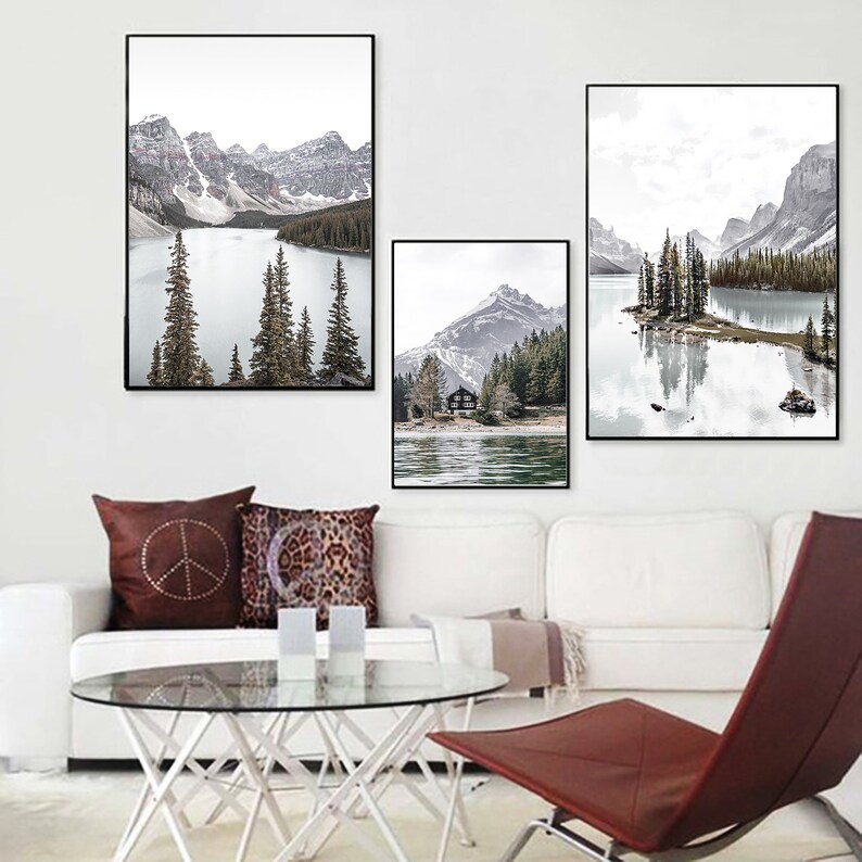 Mountain Wall Art Set of 3 Mountain Prints Decor Landscape Print Nature Print Photography Lake Print Canadian Print Mountain Printable Art image 2