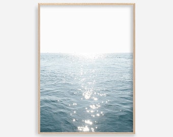 Art mural plage Impression plage Impression océan bleu Art mural océan Photographie de l'océan Vagues impression grand art mural Plage imprimable Beach Decor côtier