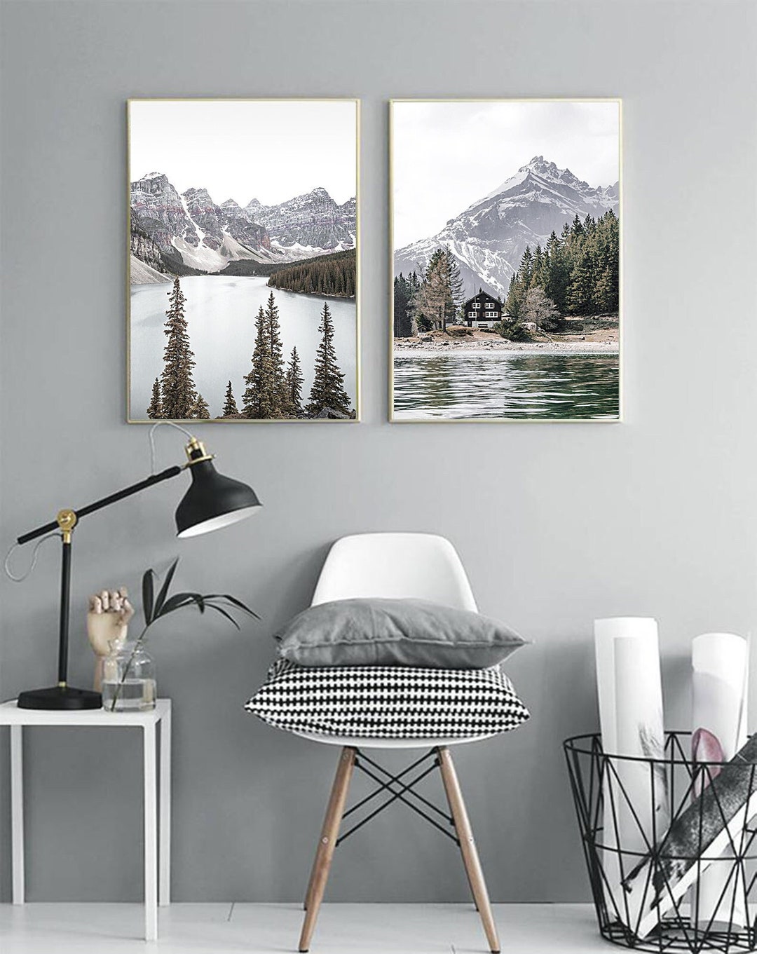 Set of 2 Mountain Prints Mountain Wall Art Decor Landscape Print Nature ...