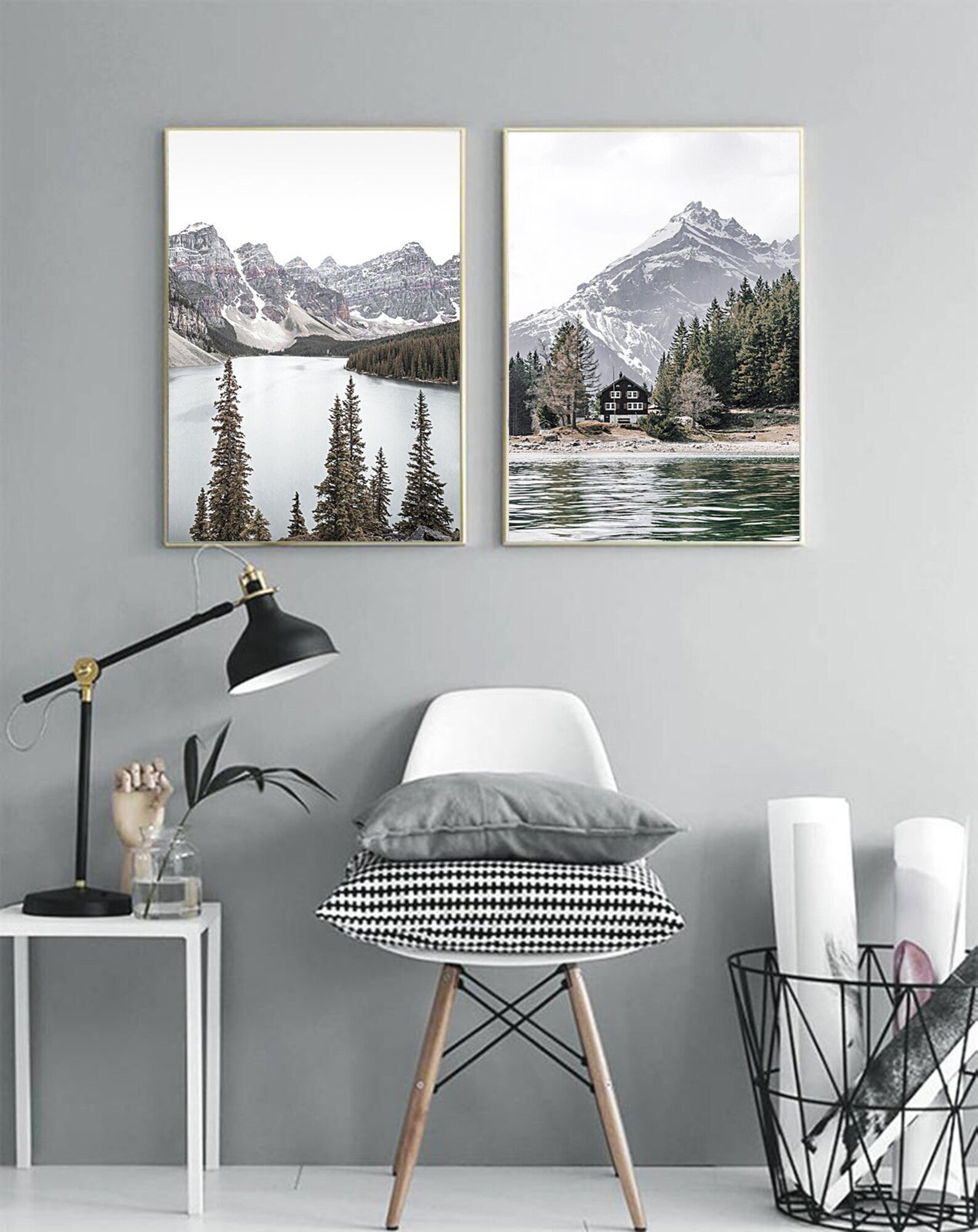 Set of 2 Mountain Prints Mountain Wall Art Decor Landscape Print Nature ...