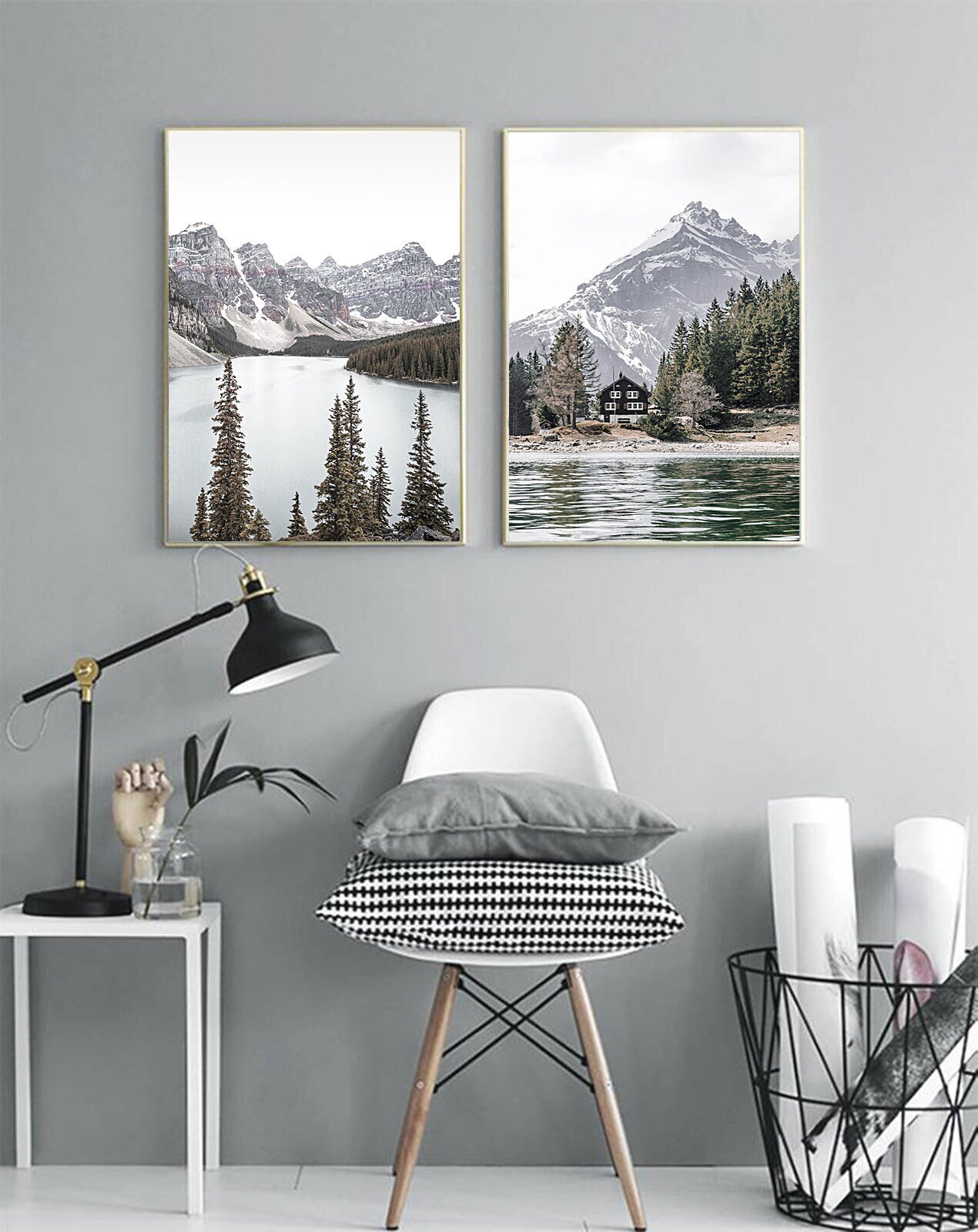 Set of 2 Mountain Prints Mountain Wall Art Decor Landscape Print Nature ...