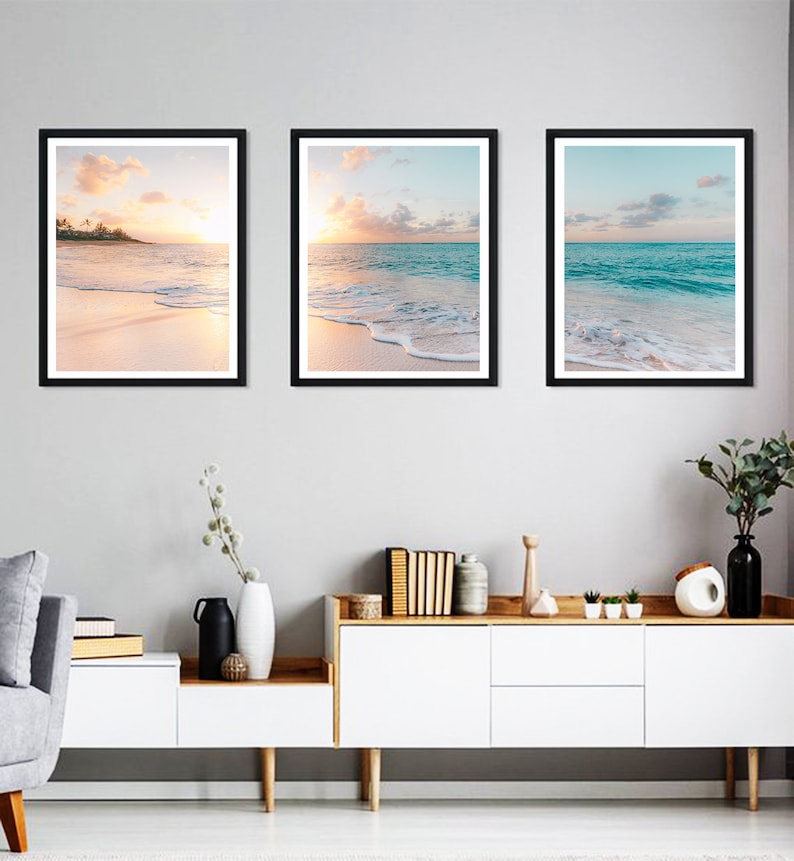 Beach Print Ocean Wall Art Beach Wall Art Set of 3 Ocean Etsy
