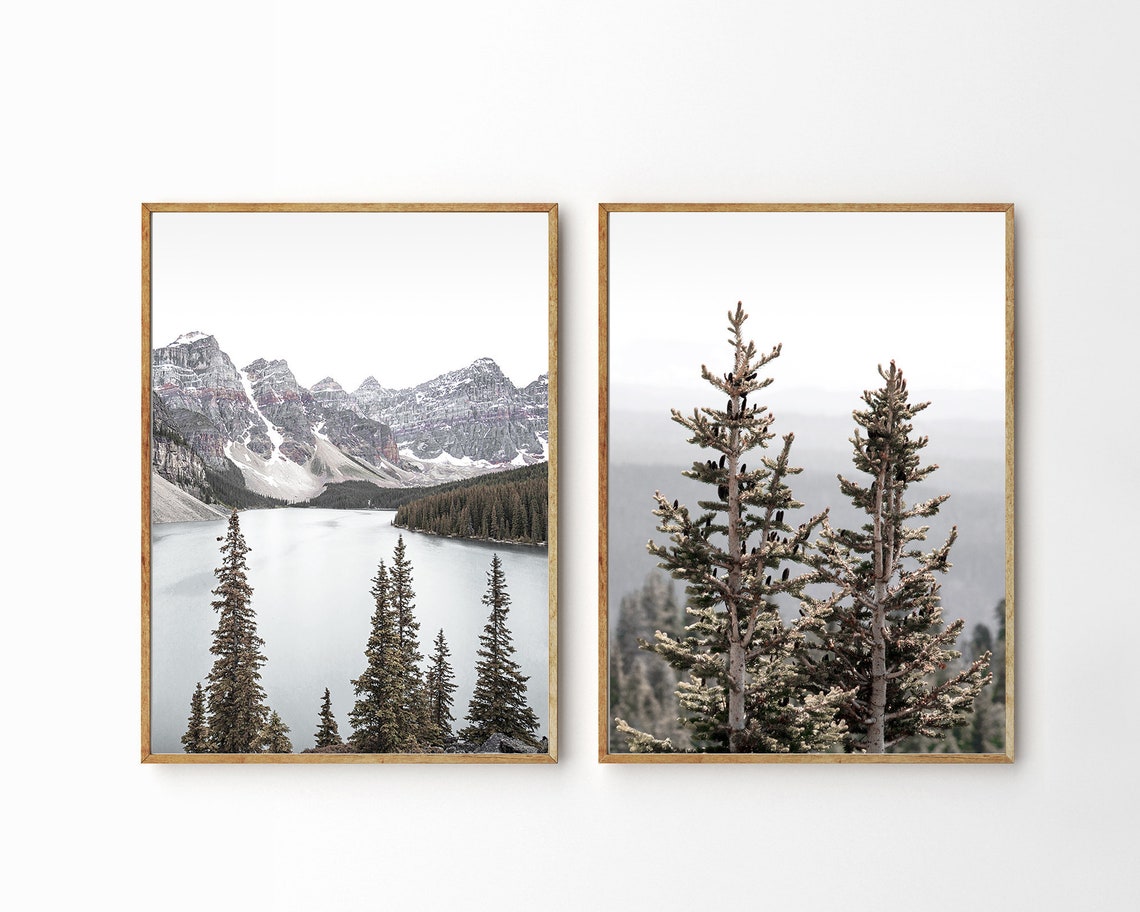 Set of 2 Prints, Mountain Print, Nordic Wall Art Decor, Landscape Print ...