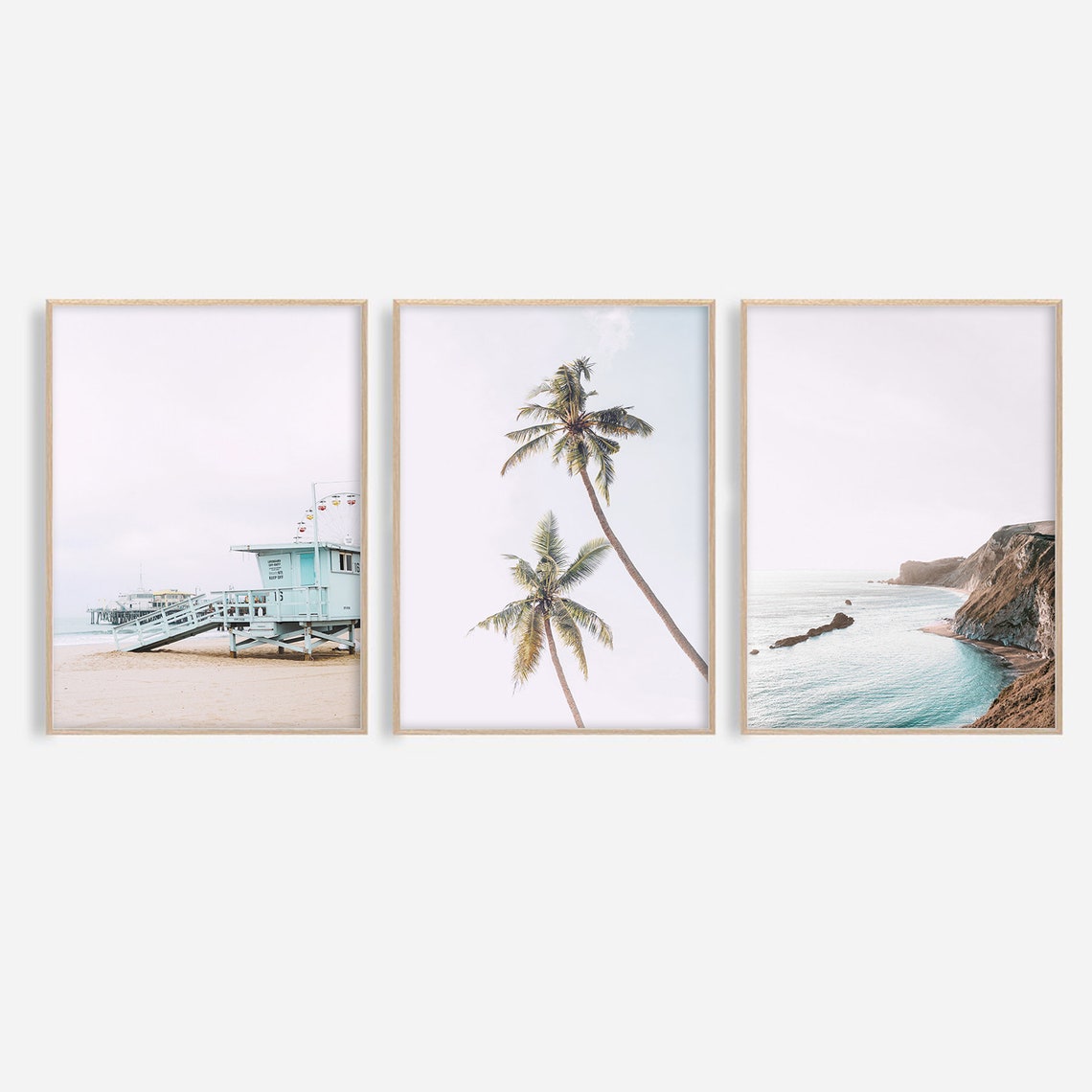 Beach Wall Art Beach Print Ocean Wall Art Set of 3 Ocean Print Etsy