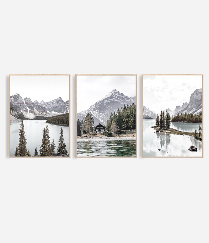 Mountain Wall Art Set of 3 Mountain Prints Decor Landscape Print Nature Print Photography Lake Print Canadian Print Mountain Printable Art image 3