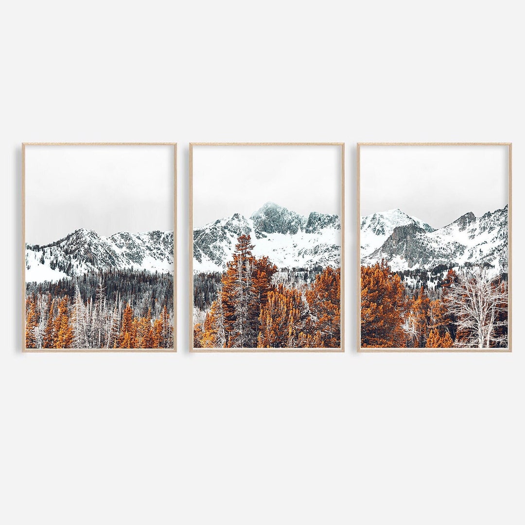 Set of 3 Mountain Prints Mountain Wall Art Decor Landscape Print Nature ...