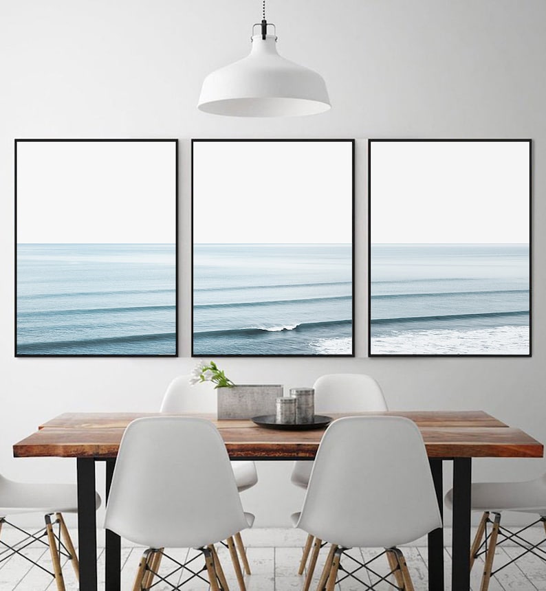 Beach Wall Art Set of 2 Beach Print Poster Ocean Wall Art Ocean Photography Ocean Waves Print Coastal Wall Art Waves Wall Decor Waves Poster image 5