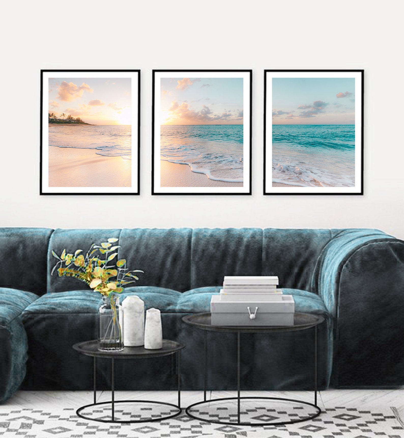 Beach Print Ocean Wall Art Beach Wall Art Set of 3 Ocean Etsy