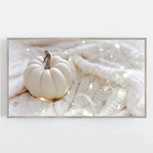 White Pumpkin Frame Tv Art Fall Frame Tv Art Pumpkin Photo Autumn Frame TV Art for Thanksgiving & Halloween, Fall Pumpkin Art, Neutral tone