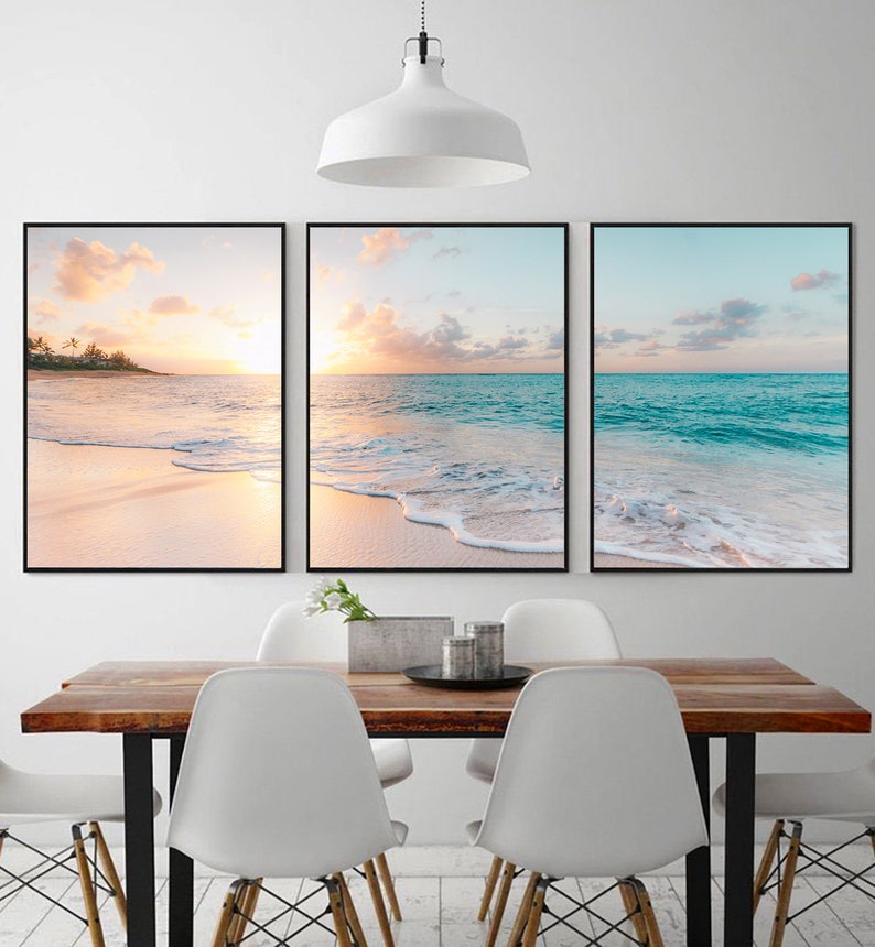 Beach Print Ocean Wall Art Beach Wall Art Set of 3 Ocean Etsy