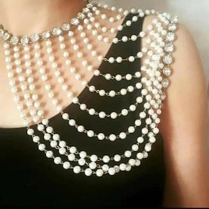 Indian new tassel necklace Chest Chain Shoulder chain choker pearl necklace