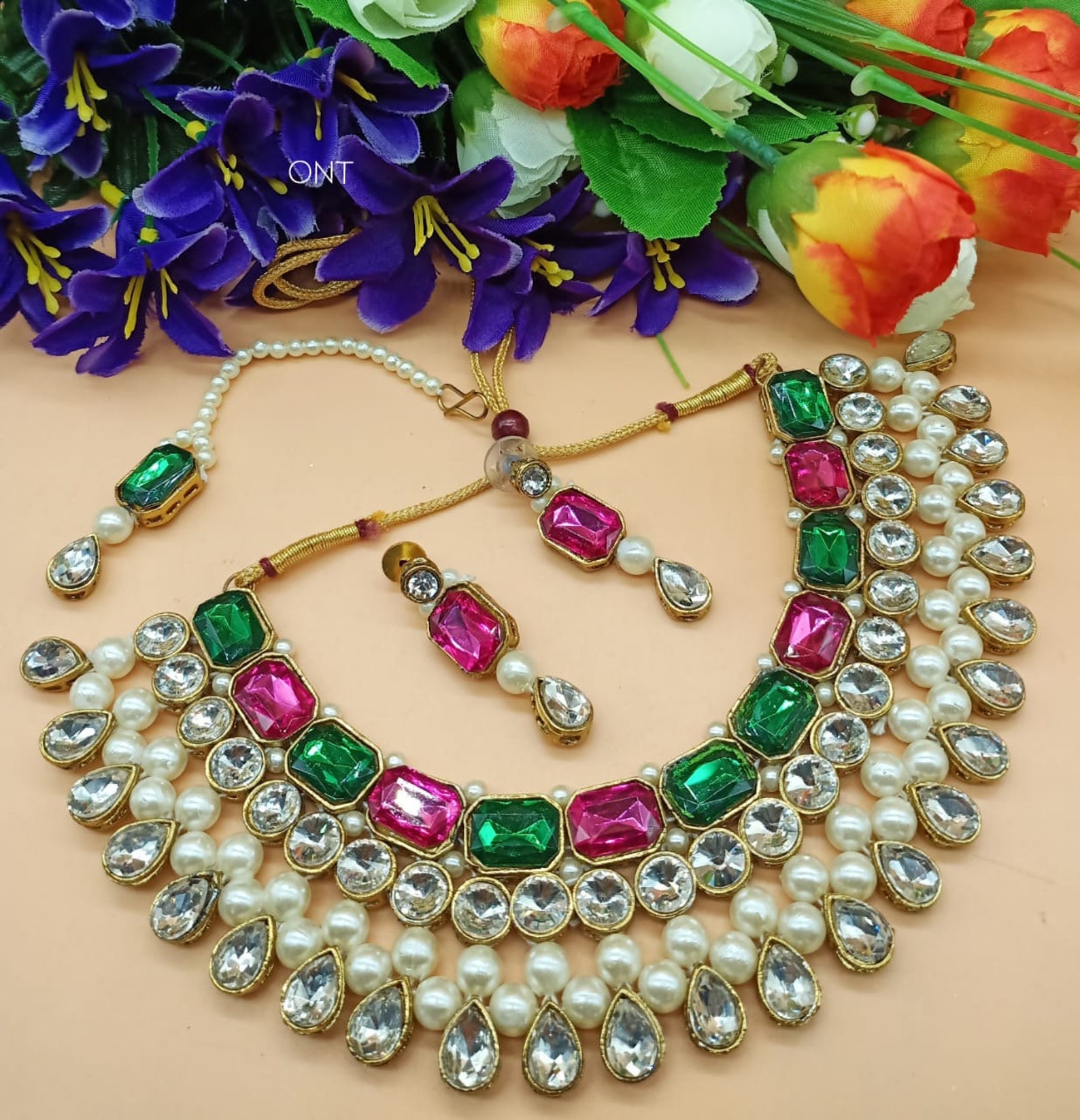 Aheli Indian Bollywood Wedding Necklace & Earring Set - Traditional Ethnic Jewelry For Women