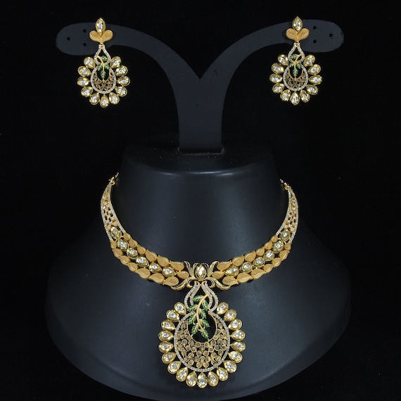 Collana Set Placcata Oro Per Sposa Da Festa Bollywood Indiana SRL28 - Foto 5