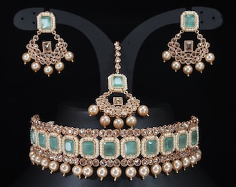 Bijoux de mode indiens Bollywood Mala Set Ethnique Plaqué Or Party Wear Bijoux de mode indiens Bollywood Mala Set Ethnique Plaqué Or Party Wear