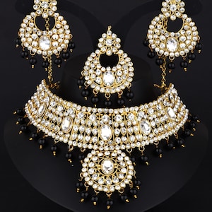 Indian Bollywood Style Fashion Gold Plated kundan Bridal Jewellery Necklace Set