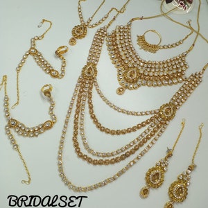 Indian Bridal Jewelry Gold Polish and Designer Bridal Kundan Jewelry set