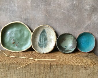 4 ceramic bowls handmade bowls unique spicebowls pinchbowls jewelry bowls ring bowls