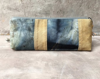 Bag ecodye plant dyed unique pencil case blue